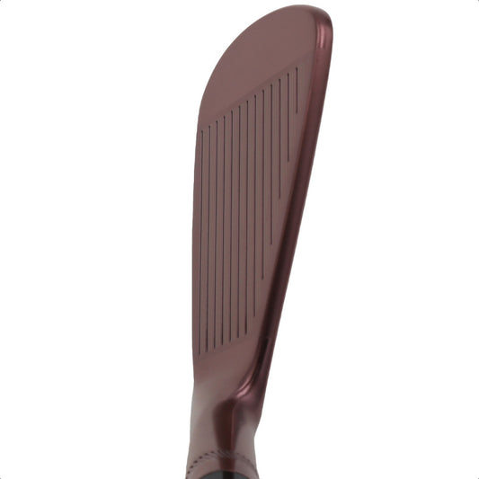 Top-down view of the Sub70 649 TR MB golf iron showcasing its sleek design and clubhead details.