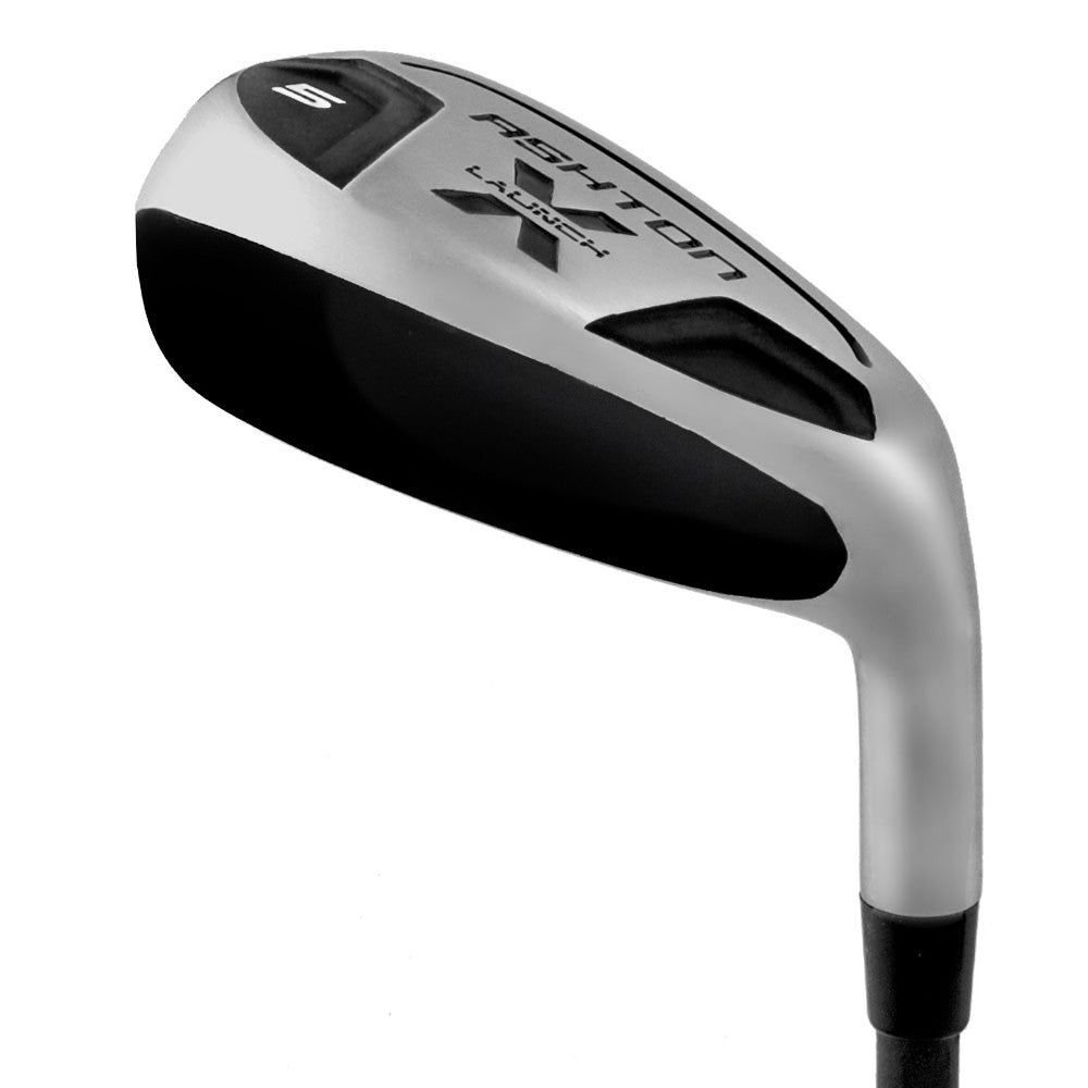 Inbjudande bild av Ashton X Launch golfjärn från Inhousegolf.se, visar klubblad och skaft i detalj.