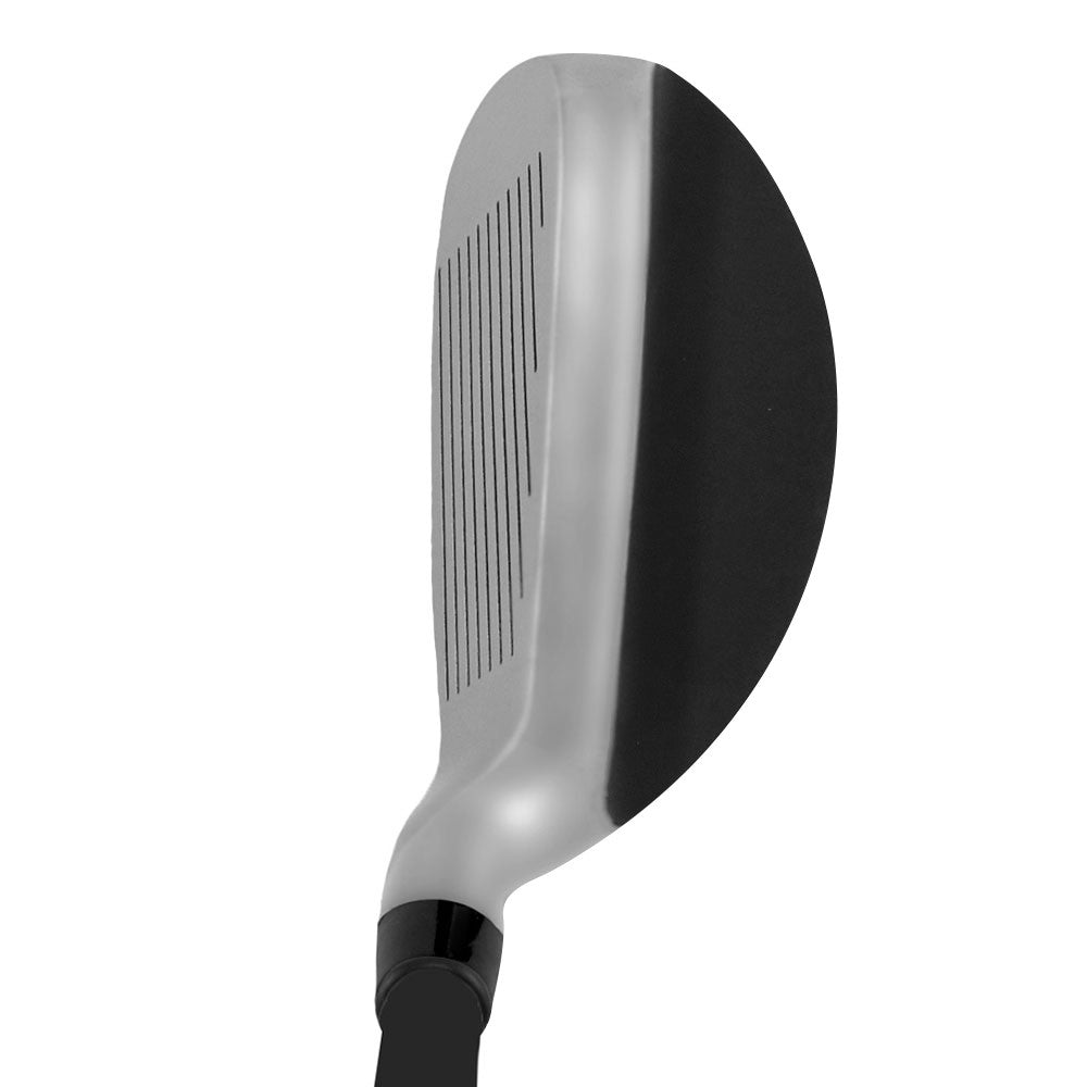 Inhousegolf.se Ashton X Launch järnset, close-up av klubbor med svart och silver design, tydlig grafisk märkning.