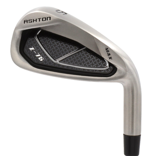 Svart golfjärn Ashton Z-75 Max från baksidan, visar klubbhuvudets form och detaljer.