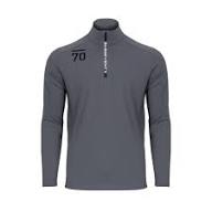 Inhousegolf.se Sub70 Zip Pullover Draw i svart med dragkedja och ribbade muddar, visad på modell.
